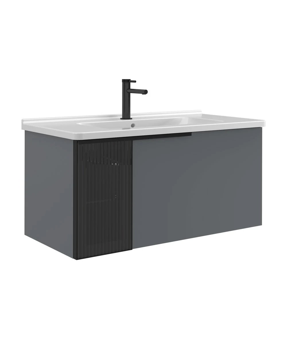 Orka Pure 80 CM Banyo Dolabı Takımı + Boy Dolabı Dahil Gri