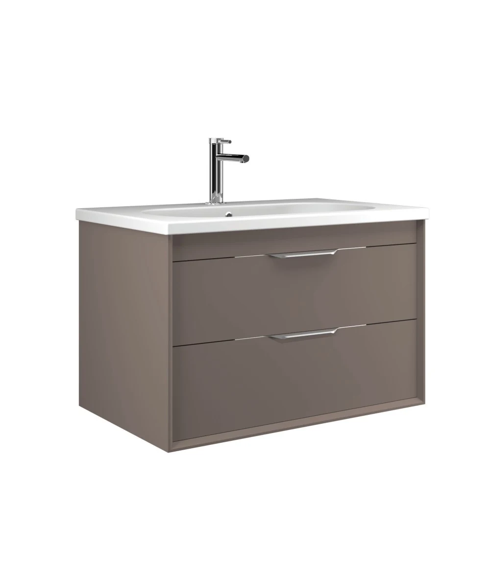 Orka Clay 100 CM Çift Çekmeceli Banyo Dolabı Takımı + Boy Dolabı Dahil Toprak