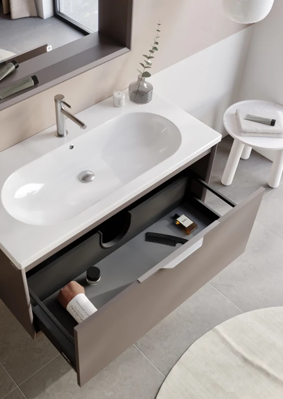 Orka Clay 100 CM Tek Çekmeceli Banyo Dolabı Takımı + Boy Dolabı Dahil Sahra