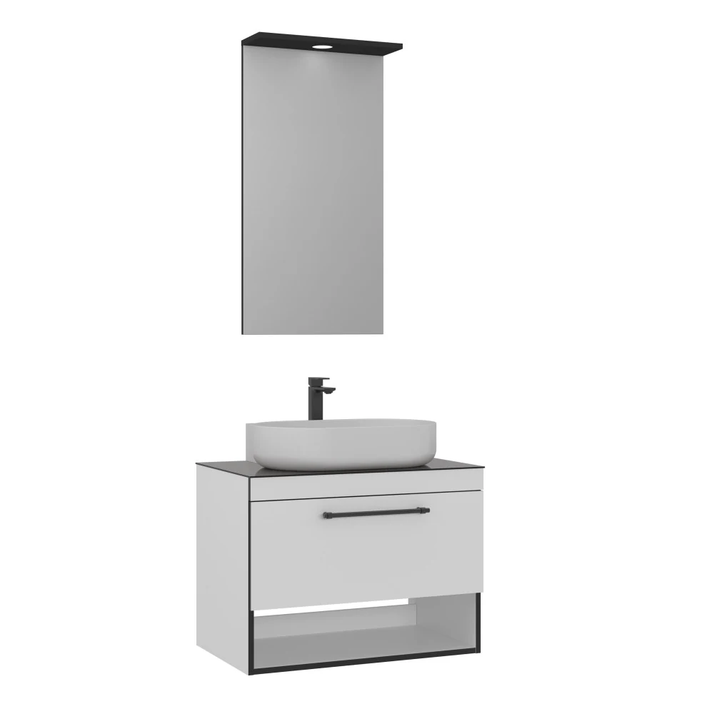 Orka Knidos 90 CM LED Spotlu Banyo Dolabı Takımı Beyaz