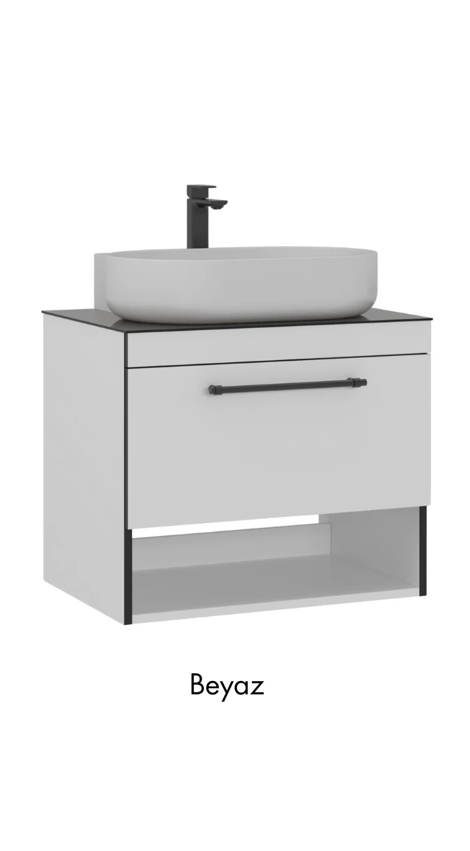Orka Knidos 90 CM LED Spotlu Banyo Dolabı Takımı Beyaz
