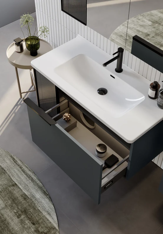Orka Pure 80 CM Banyo Dolabı Takımı + Boy Dolabı Dahil Antrasit