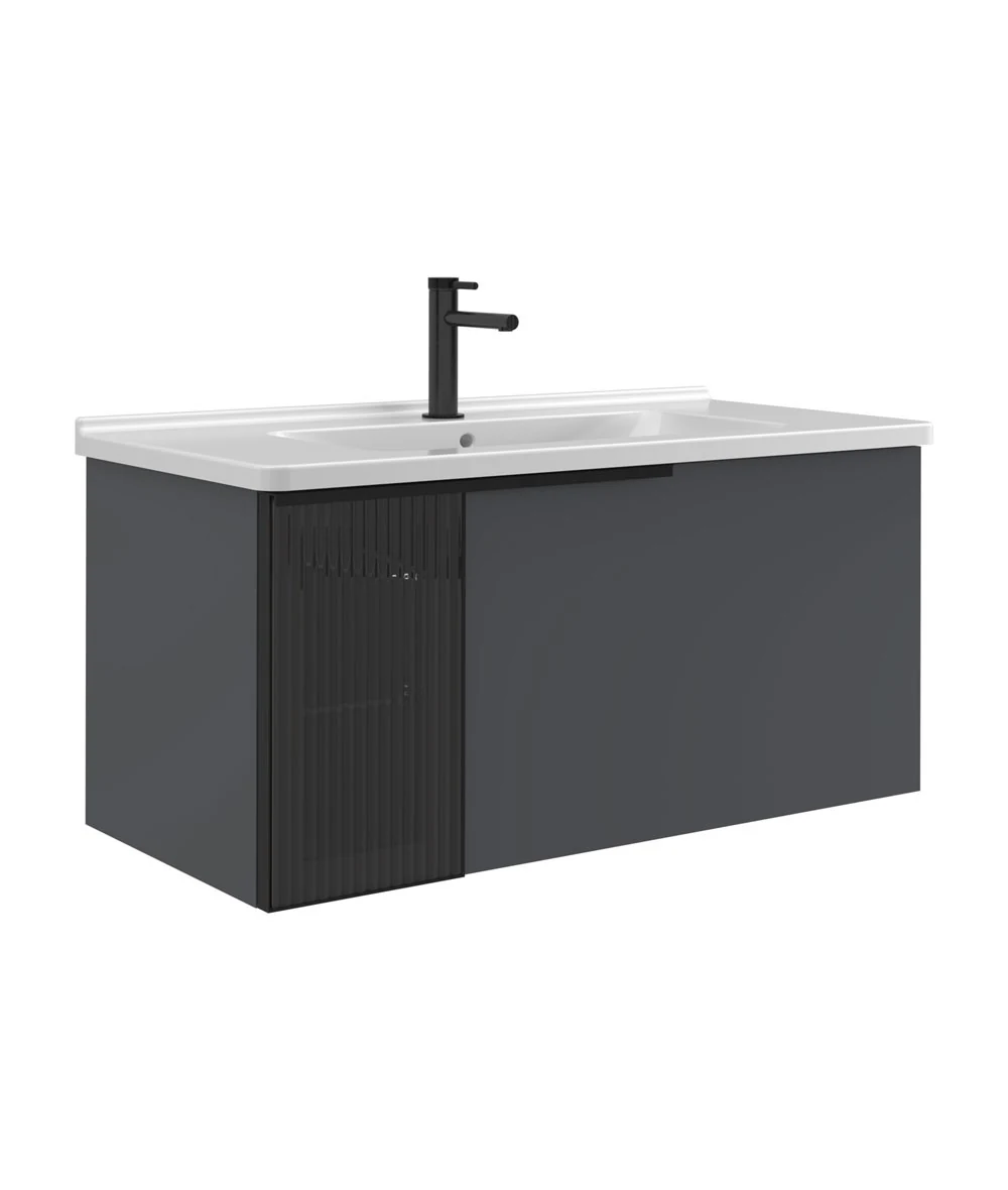 Orka Pure 100 CM Banyo Dolabı Takımı + Boy Dolabı Dahil Antrasit