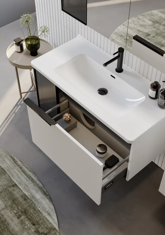 Orka Pure 80 CM Banyo Dolabı Takımı + Boy Dolabı Dahil Beyaz