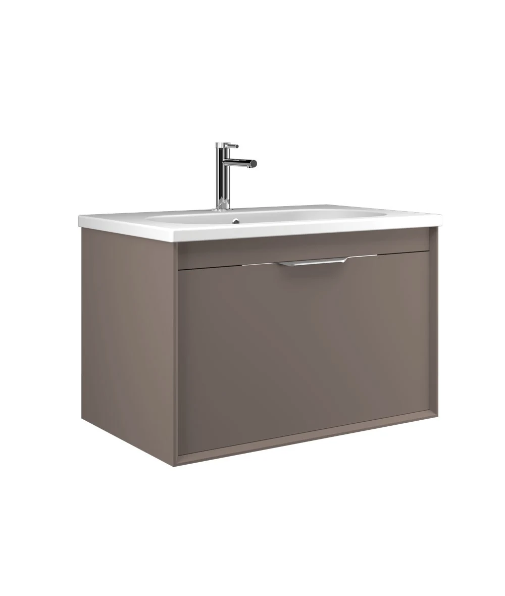Orka Clay 100 CM Tek Çekmeceli Banyo Dolabı Takımı + Boy Dolabı Dahil Toprak