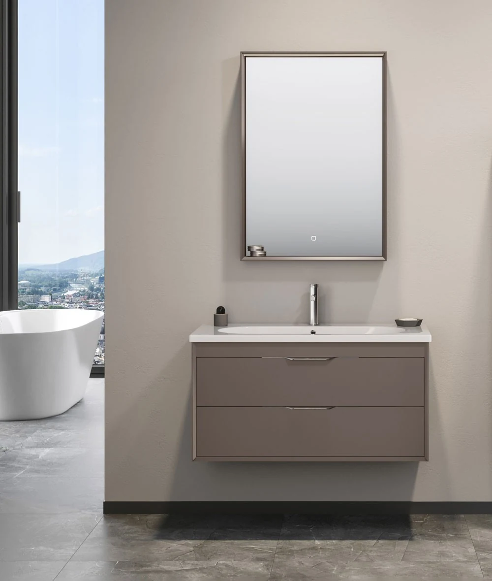 Orka Clay 100 CM Çift Çekmeceli Banyo Dolabı Takımı Toprak