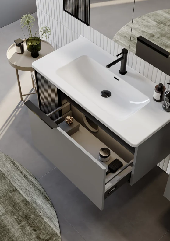 Orka Pure 100 CM Banyo Dolabı Takımı + Boy Dolabı Dahil Gri