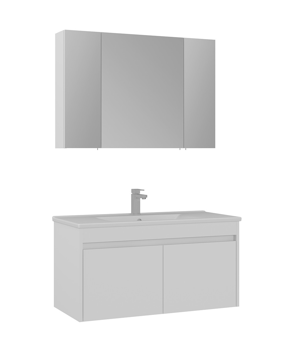 Orka Side 100 CM Kapaklı Banyo Dolabı Takım Beyaz