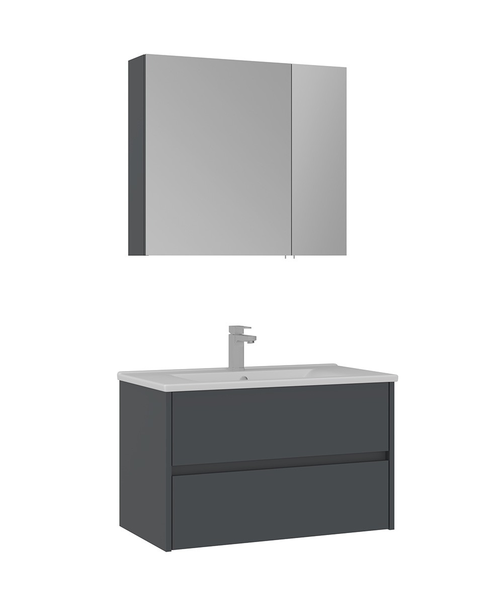 Orka Side 85 CM Çekmeceli Banyo Dolabı Takım Antrasit