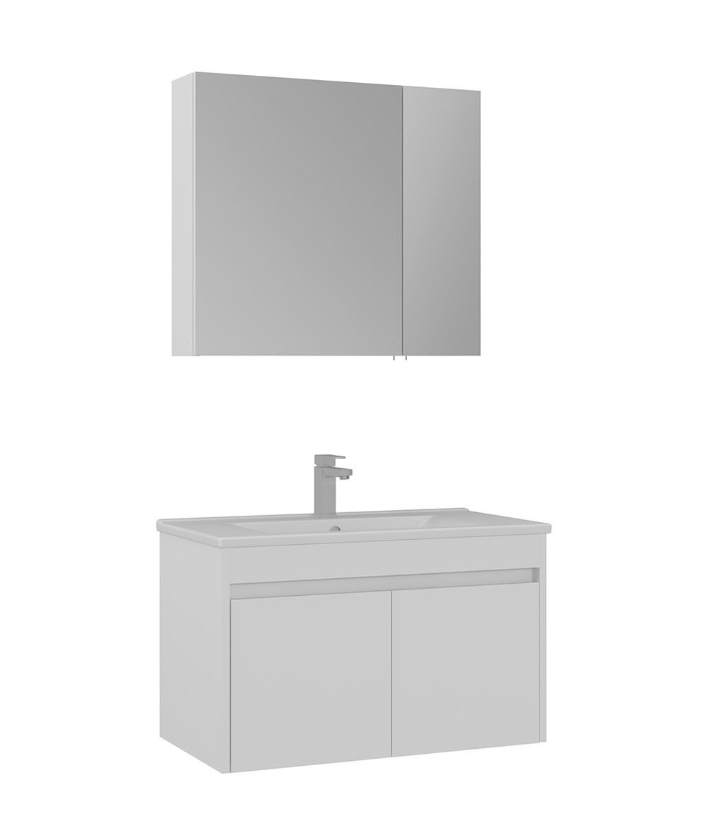 Orka Side 85 CM Kapaklı Banyo Dolabı Takım Beyaz
