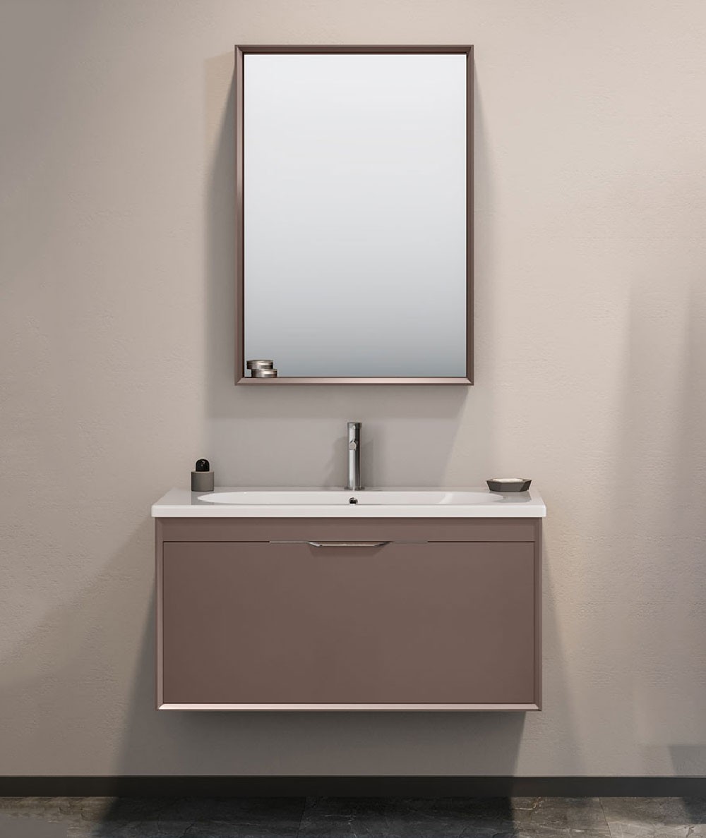 Orka Clay 65 CM Tek Çekmeceli Banyo Dolabı Takımı Toprak