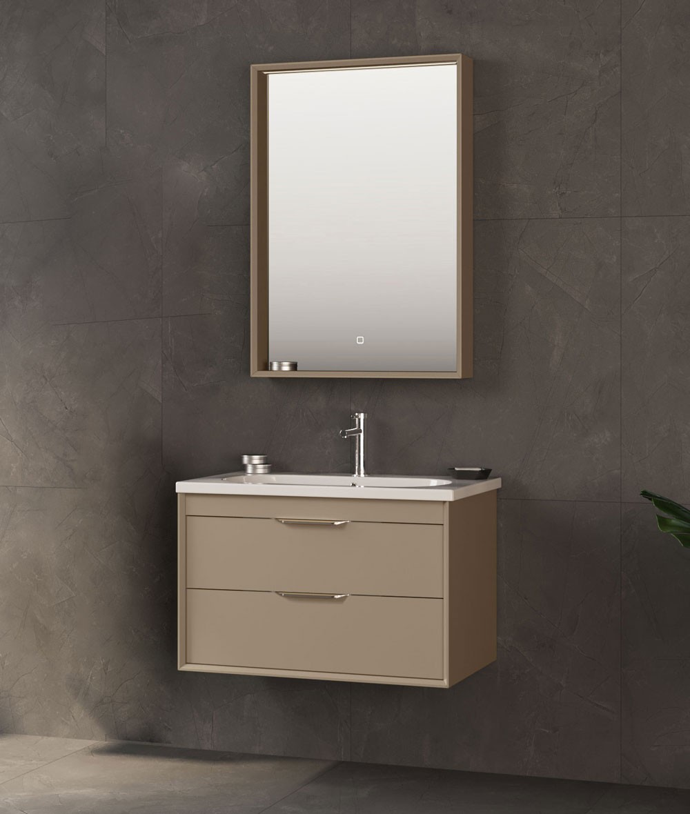 Orka Clay 100 CM Çift Çekmeceli Banyo Dolabı Takımı Sahra