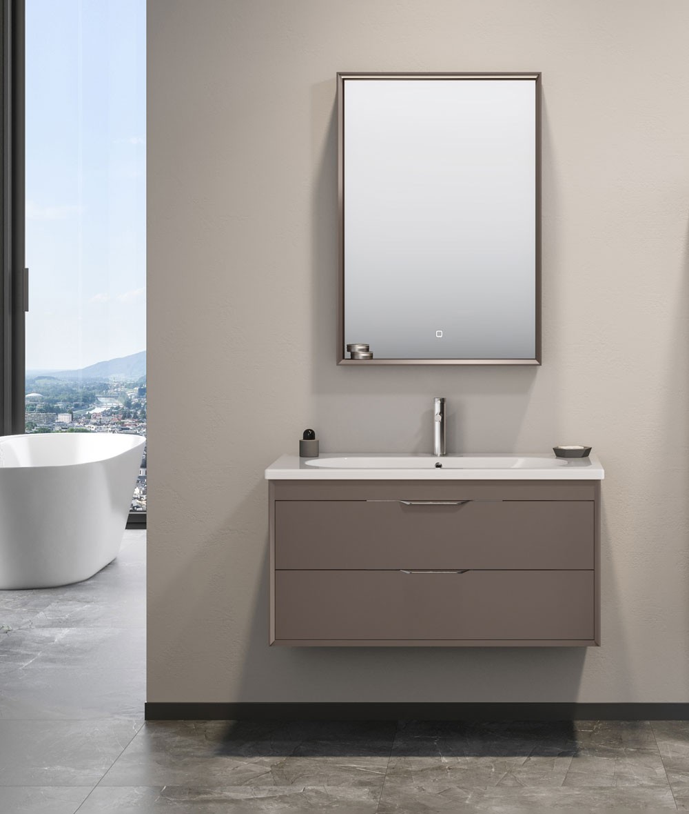 Orka Clay 100 CM Çift Çekmeceli Banyo Dolabı Takımı Toprak