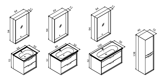 Orka Clay 100 CM Çift Çekmeceli Banyo Dolabı Takımı + Boy Dolabı Dahil Beyaz