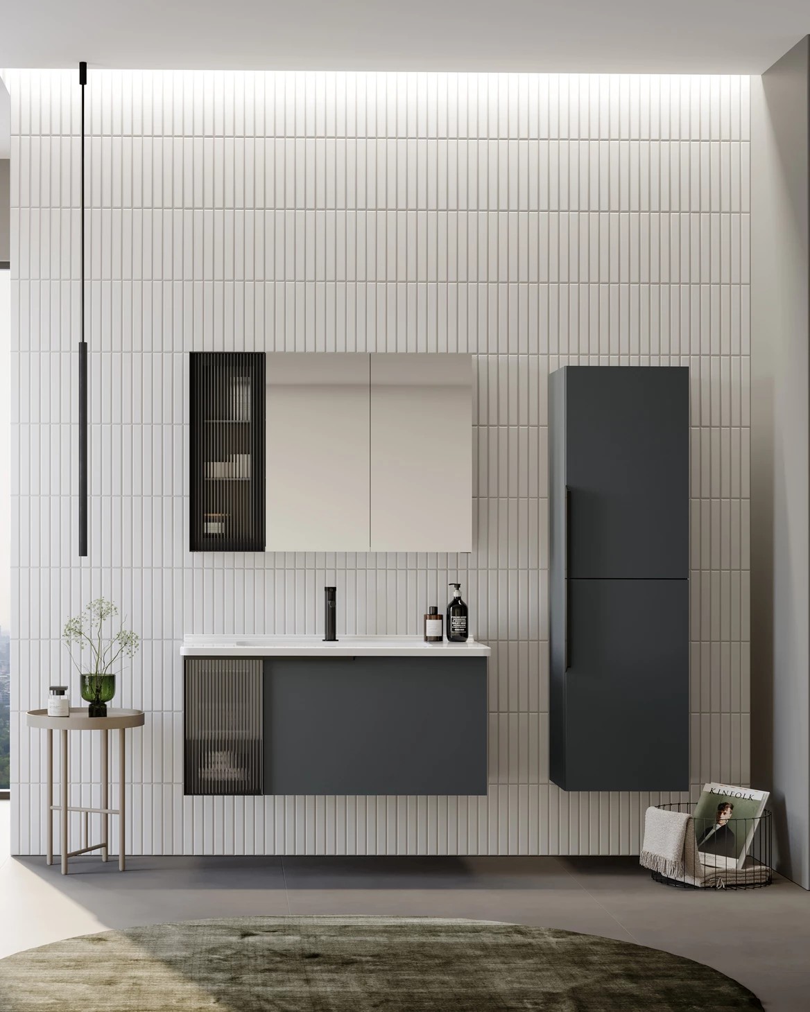 Orka Pure 100 CM Banyo Dolabı Takımı + Boy Dolabı Dahil Antrasit