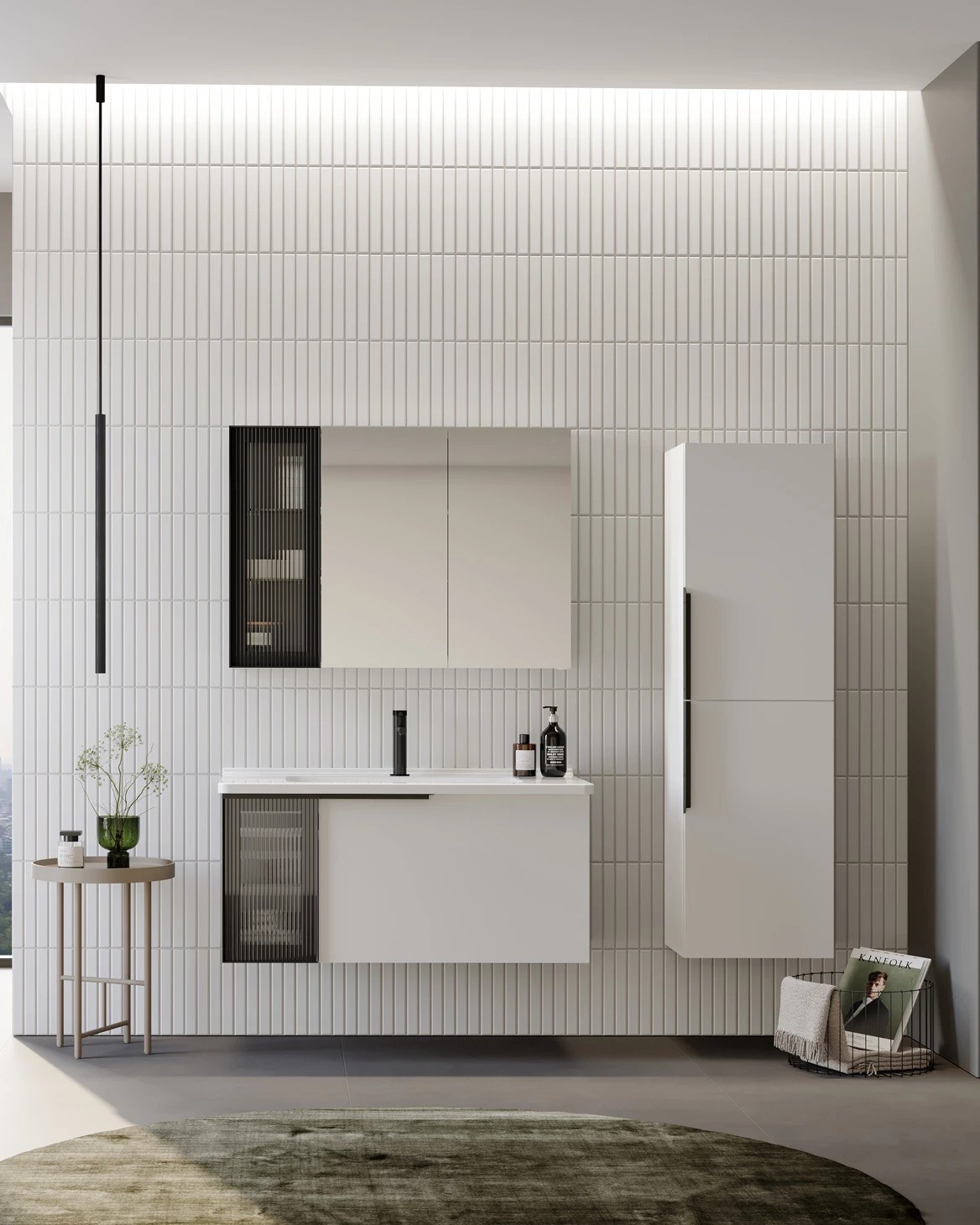 Orka Pure 100 CM Banyo Dolabı Takımı + Boy Dolabı Dahil Beyaz