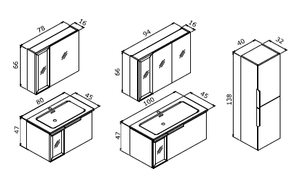 Orka Pure 100 CM Banyo Dolabı Takımı Beyaz