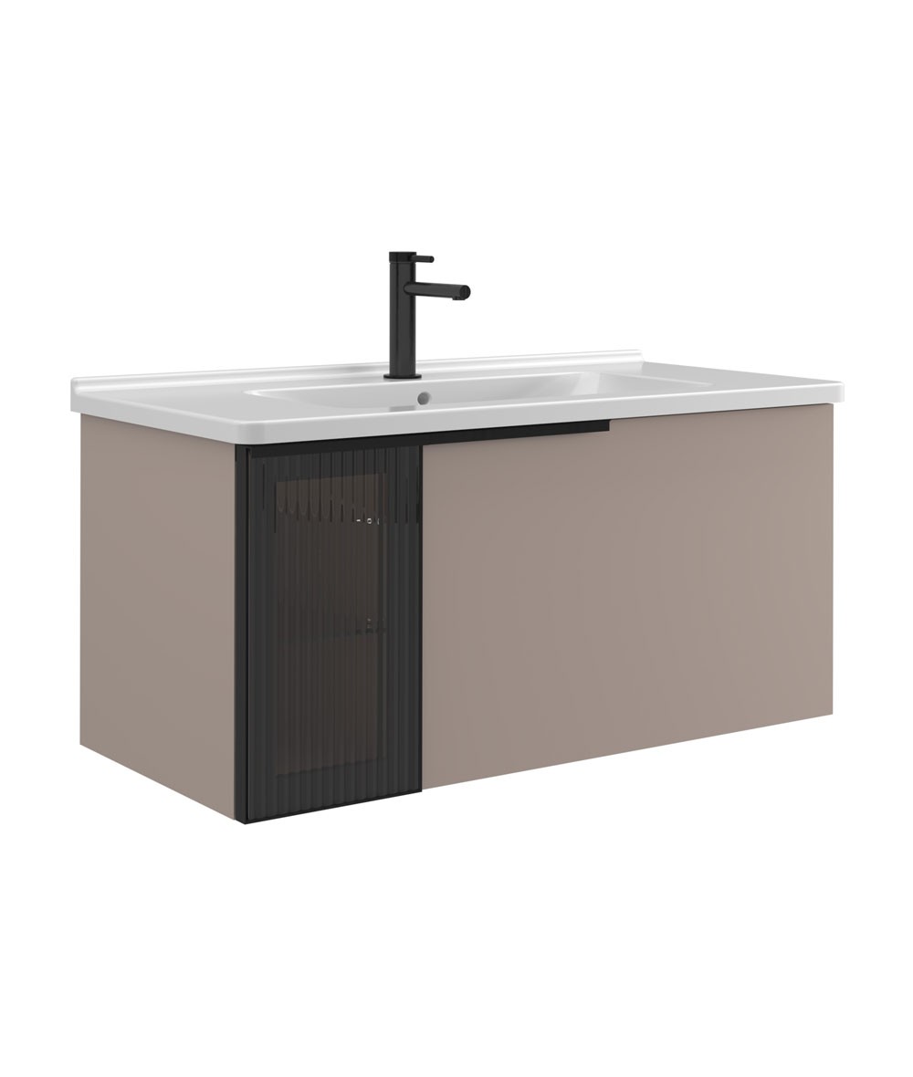 Orka Pure 80 CM Banyo Dolabı Takımı + Boy Dolabı Dahil Vizon