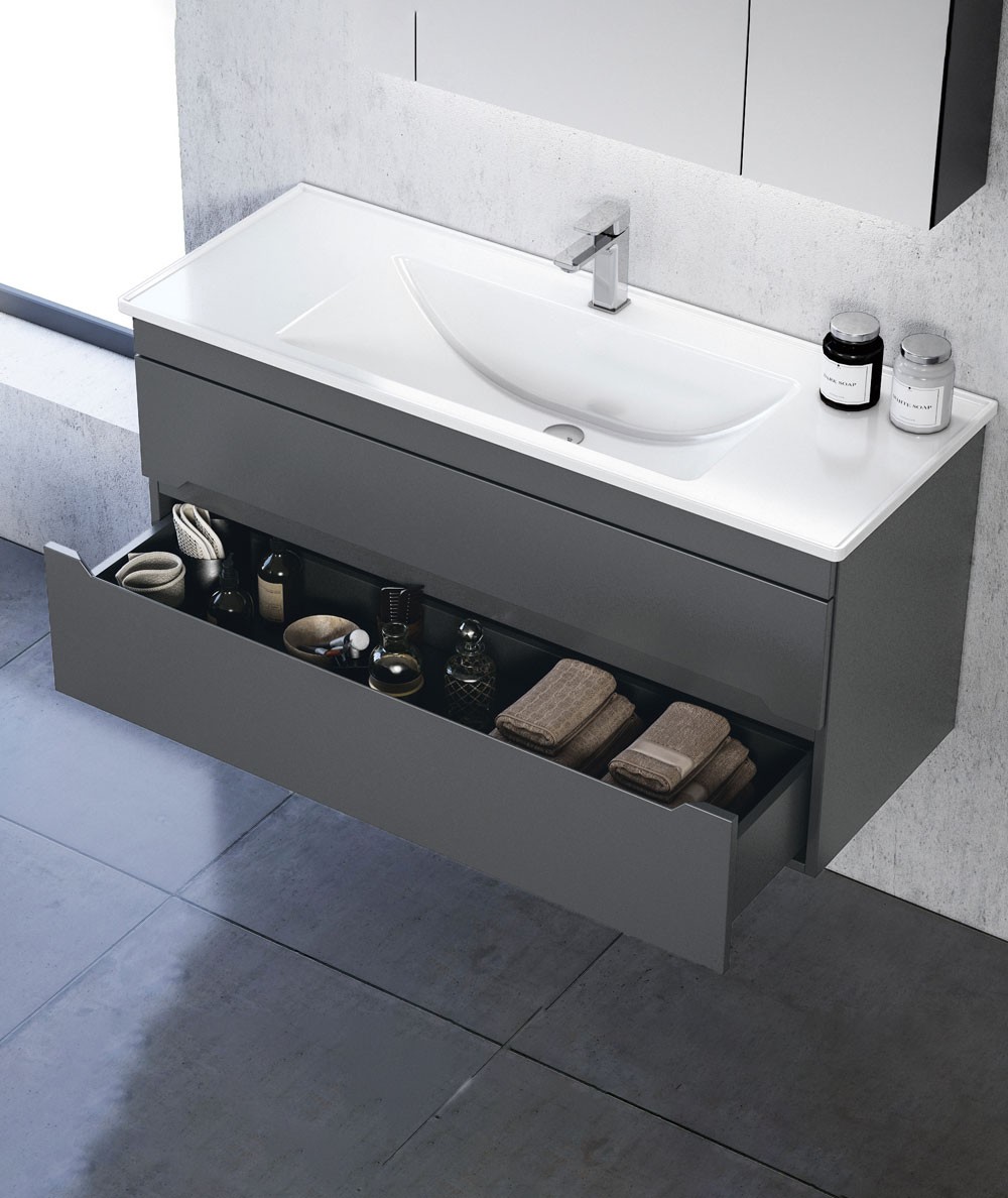 Orka Varna 120 CM Banyo Dolabı Takımı Mat Antrasit