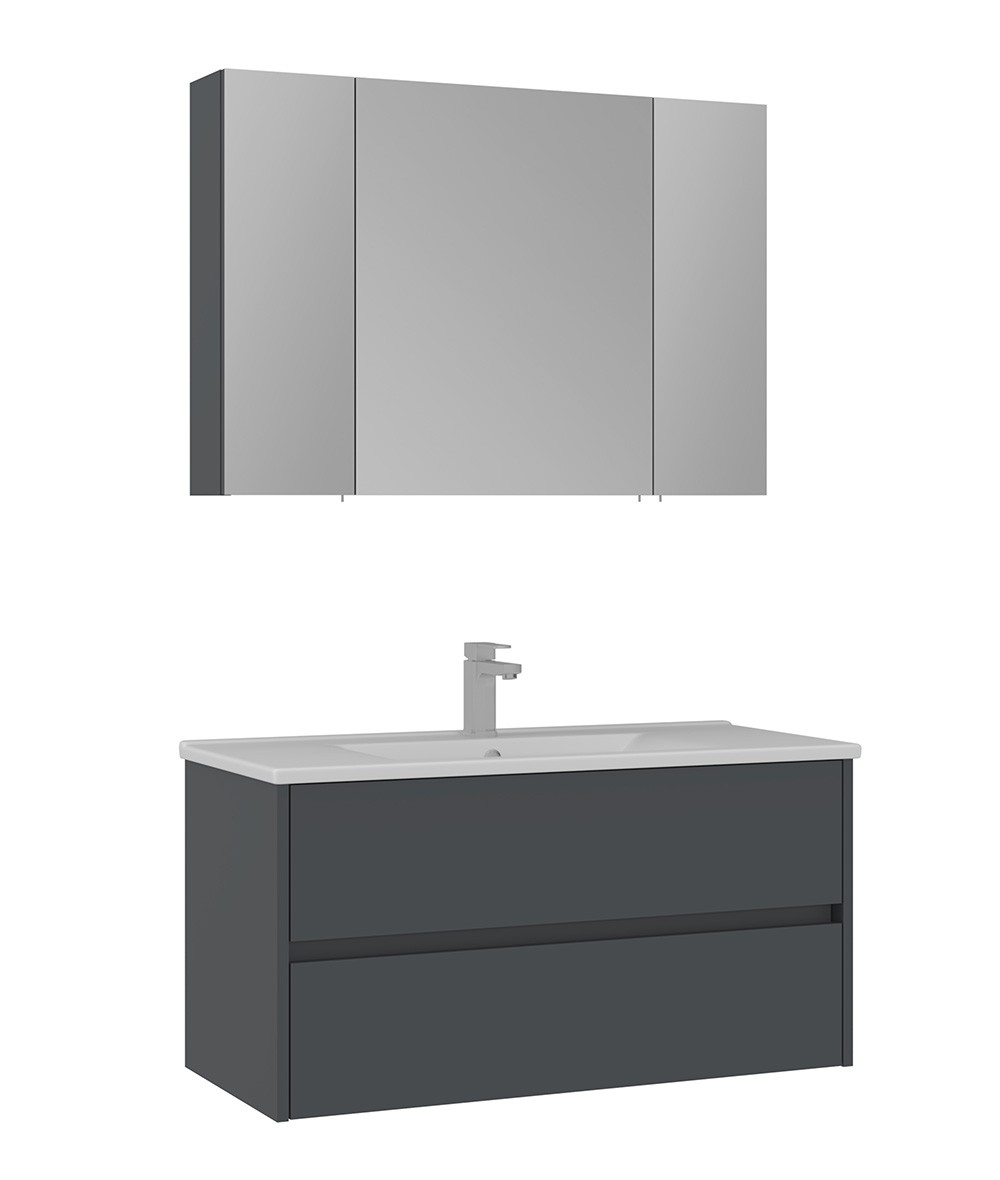 Orka Side 100 CM Çekmeceli Banyo Dolabı Takımı Antrasit